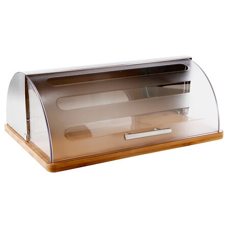 scatola per pane in acciaio inox + plastica + bamb
