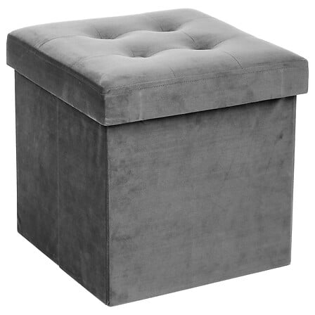 pouf pieghevole in velluto grigio velluto, beige