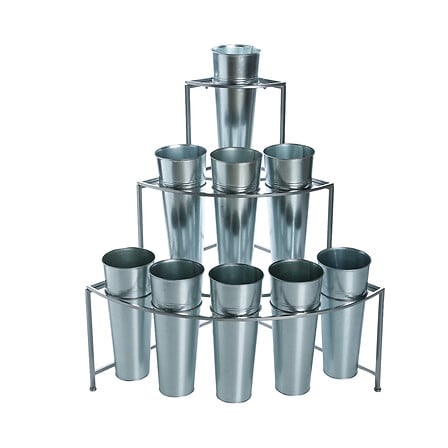 Espositore + 9 cache pots, argento
