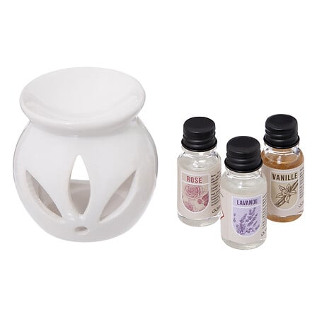 bruciatori profumati + olio flo kili 10ml x3, bian