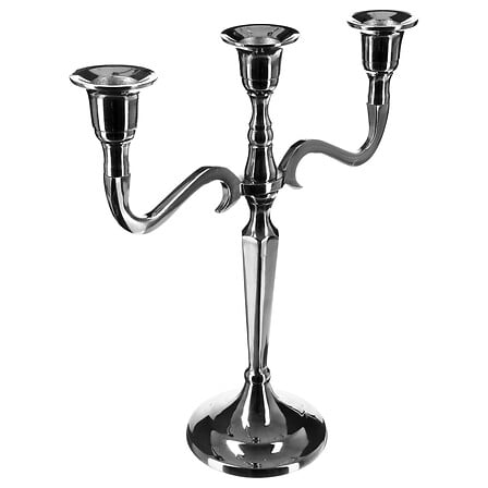 candelabro metallo 3 teste h27, argento