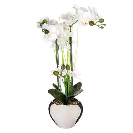 vaso in ceramica orchidea argento h.53, argento