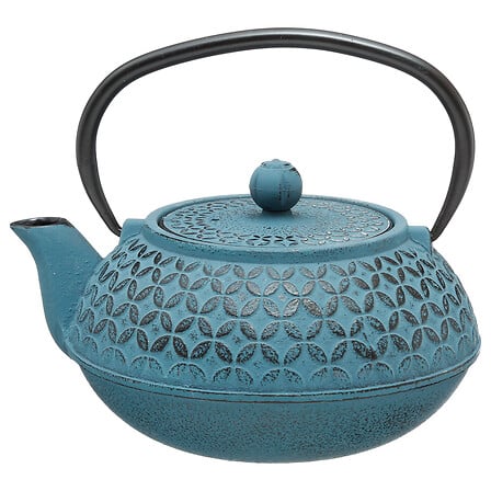 Teiera blu fiore in ghisa 1l, blu