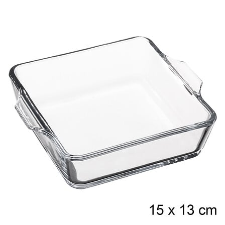 piatto quadrato mini 15 cm in vetro, trasparente