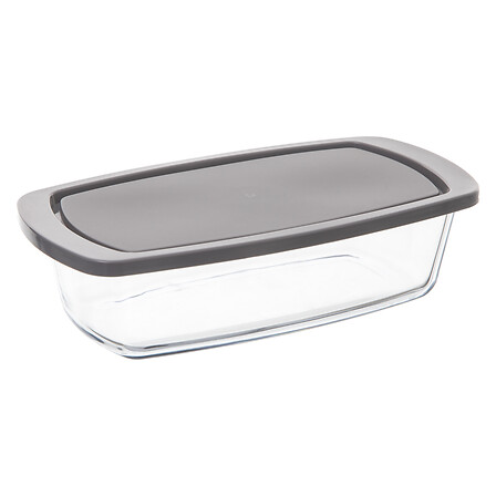 piatto torta 27x14cm in vetro + coperchio, grigio