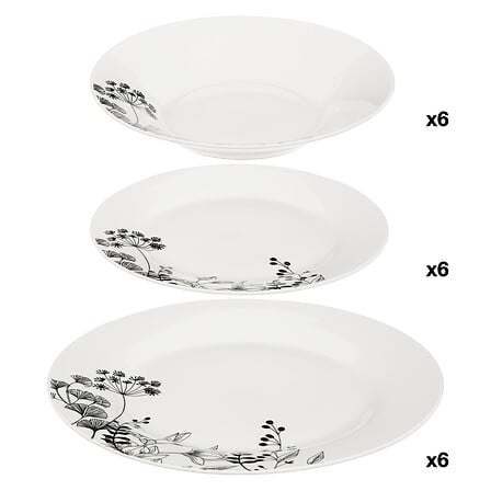 servizio 18p bianco floreale