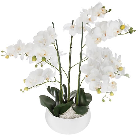 vaso in ceramica orchidee bianco h65, bianco