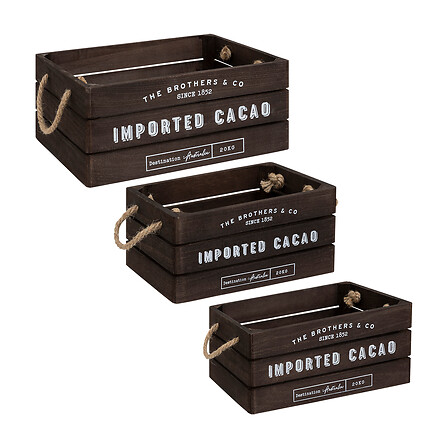 cassa di legno nega crml x3, marrone tonka