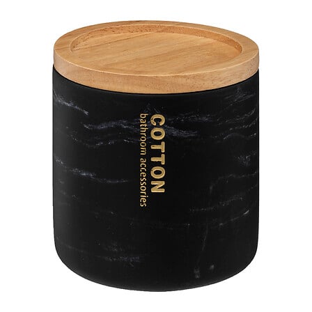 barattolo cotone foglia nera, nera