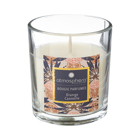 candela profumata in vetro arancione lattina 110g,