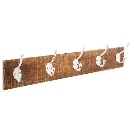 patere in legno 5 ganci 74x15, marrone