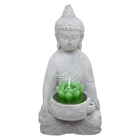 candela votiva buddha cemento h15, grigio