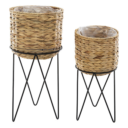 set x2 pot hya treccia / metallo, beige medio