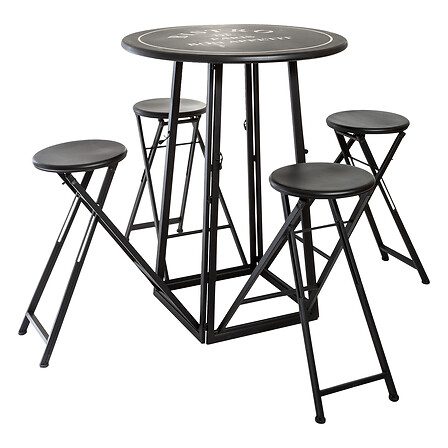 tavolo con 4 sedie da esterno d77.5, bianco e nero