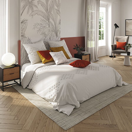 impostato cotone lav ciuffo iv 260x240, avorio