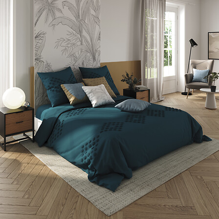 impostato cotone ciuffo lav ca 260x240, blu anatra