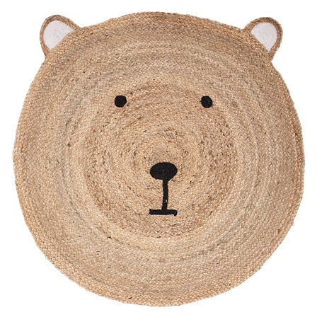 Tappeto in juta, testa d'orso d.100, beige med