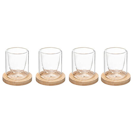 set di 4 tazze in bambù pulite 8cl, trasparenti