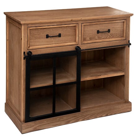 credenza 1p 2 cassetti vetro danik, marrone carame
