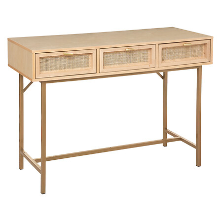 consolle 3 cassetti caning rayo, beige