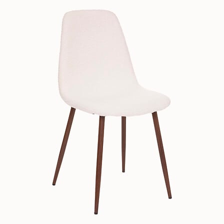 sedia roka bouclette bianca / noce, bianco