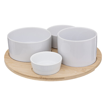 set antipasti bambù bianco 5p, bianco