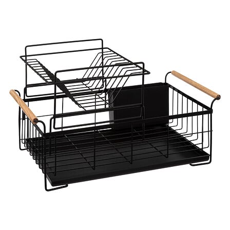 Scolapiatti in metallo blackwood a 2 livelli, nero