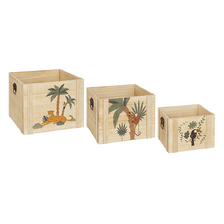 cassa di legno della giungla x3, beige