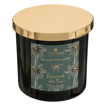 Lumino votivo in vetro lino prugna 400g, verde