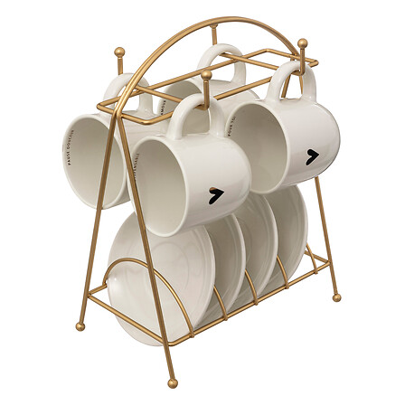 rack 4 tazze s floreale 17cl, bianco caldo
