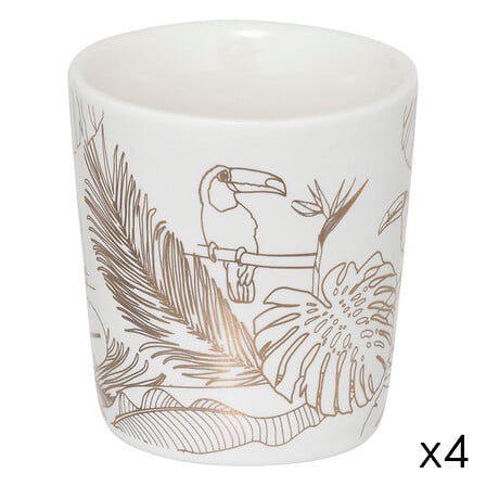 confezione da 4 tazze esp toucan da 10 cl, bianche