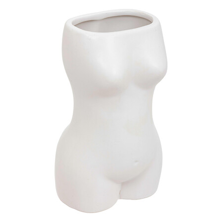 vaso in ceramica bianca corpo etel h17, bianco