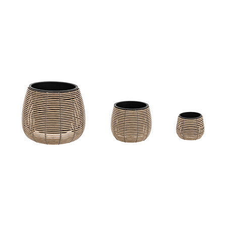 set di 3 portavasi a camme d45h36, beige medio