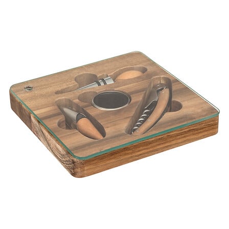 Cofanetto sommelier Jules Limo, 4 pezzi, marrone