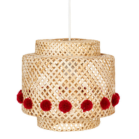 Lampada a sospensione liby pompon in bambù d28, be