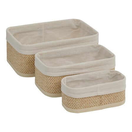 Set di 3 cestini Stemy bianchi, beige