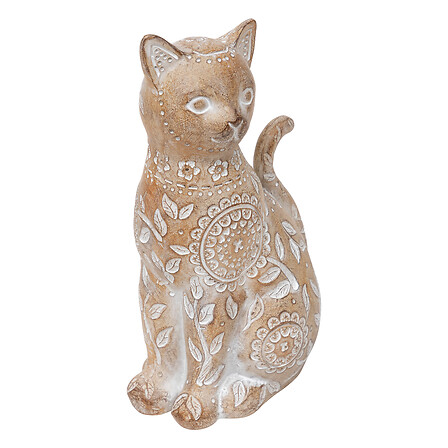 Gatto in resina Lindo h18,5, beige