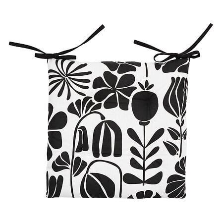 cuscino per sedia cotone due 38x38, bianco e nero