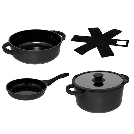 Batteria in ghisa e alluminio da 24 cm, nera