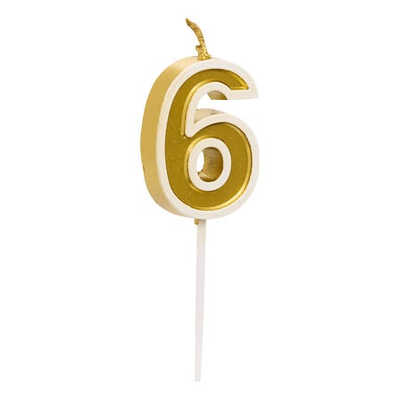 candela di compleanno n. 6, alta 8,5 cm, colori as