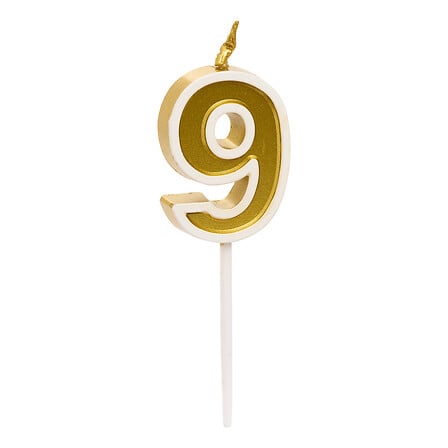 candela di compleanno n. 9, alta 8,5 cm, colori as