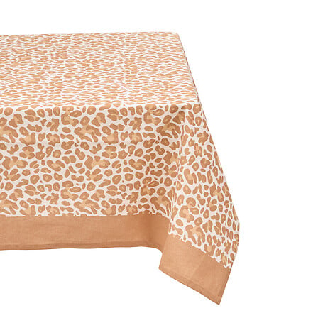 tovaglia cotone stampa leopadi 150x250, lino beige