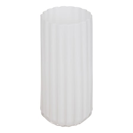 vaso in vetro a strisce bianche, alto 28 cm, bianc
