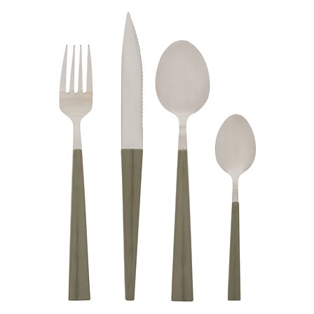 Set di posate Susan da 16 pezzi, colore verde kaki