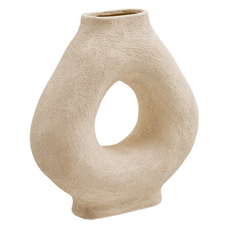 Vaso circolare, in ceramica bianca, alto 33 cm, bi