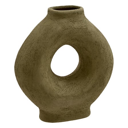 Vaso circolare in ceramica, verde, h23, verde