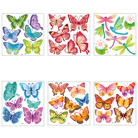 adesivo in rilievo a farfalla x6 assortito, 6- vol